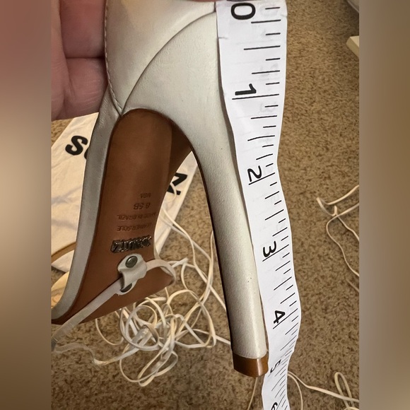 Schutz white leather heeled sandals with lace up straps - Picture 4 of 10